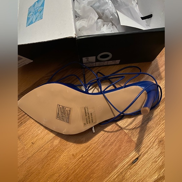 Fashion nova gladiator blue clear wrap tie up slides heels sandals - Picture 11 of 11